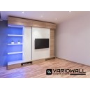 VARIOWALL - 310 Space - Sklápěcí postel s obývací stěnou - Bílá Dub